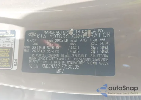 2015 Kia Soul z USA, uszkodzony, nr VIN KNDJN2A21F7130905